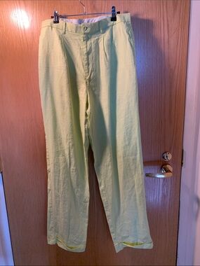 Men's 100% Linen Chinos - Lime - 33x31